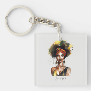Porte-clefs Femme noire portant un foulard ethnique