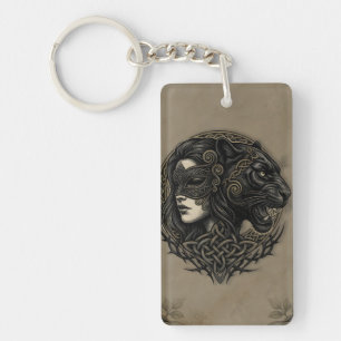 Porte-clefs Femme Panthère – Ombre Celtique. Femme Panthère