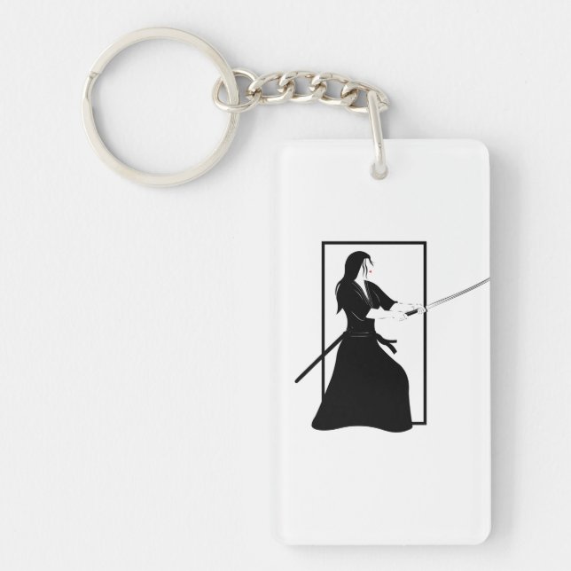 Porte-clefs Femme Samurai guerrière avec épée (Devant)