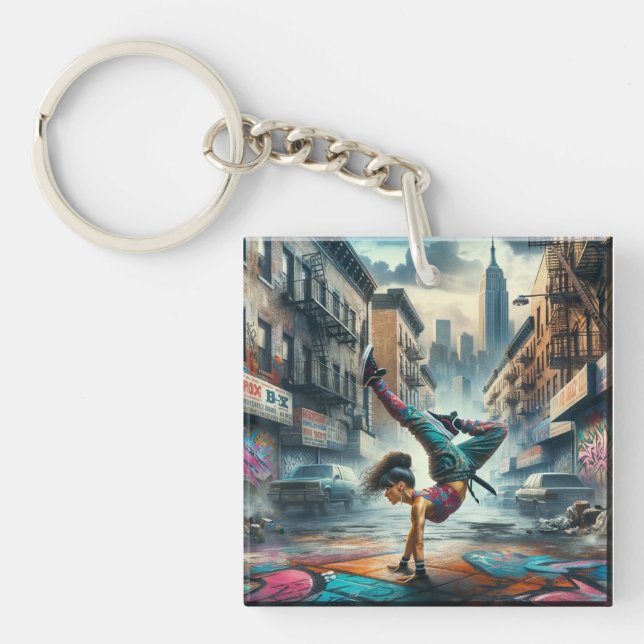 Porte-clefs Femmes en action de Breakdancer Silhouette de New  (Devant)