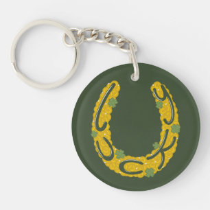 Porte-clefs Fer à cheval chanceux recouvert de pièces d'or et