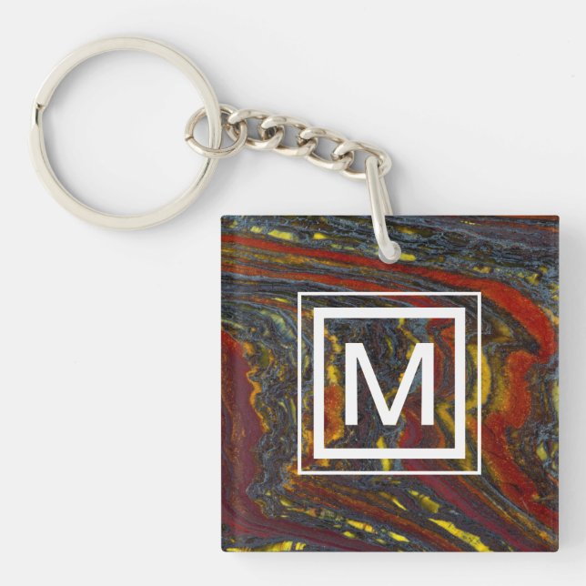 Porte-clefs Fer à Tiger en rouge, jaune, bleu (Devant)