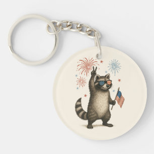 Porte-clefs Feral Mais Fireworks Gratuit Feral Raccoon 4 juill