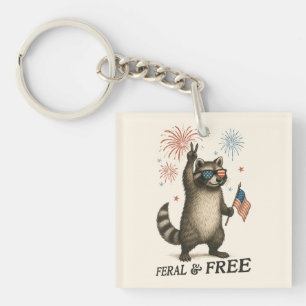 Porte-clefs Feral Mais Fireworks Gratuit Feral Raccoon 4 juill