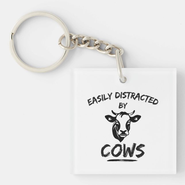 Porte-clefs Ferme de vaches : facilement distrait par les vach (Devant)