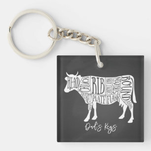 Porte-clefs fermier vache boucherie charcuterie art petit port