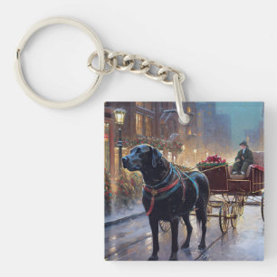 Porte-clefs Festive de Noël au Labrador noir