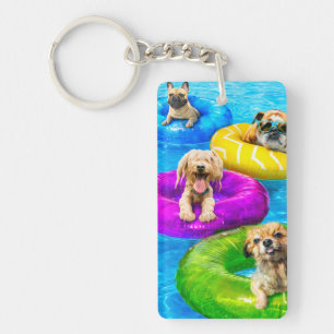 Porte-clefs Fête au bassin pour chiens