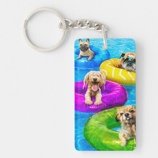 Porte-clefs Fête au bassin pour chiens (Devant)