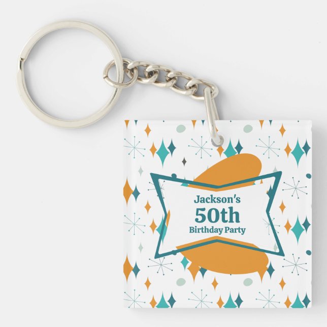 Porte-clefs Fête d'anniversaire 50 ans Rétro Milieu du siècle  (Devant)