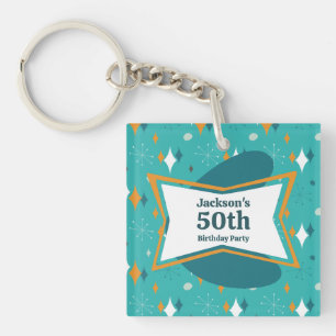 Porte-clefs Fête d'anniversaire 50 ans Rétro Milieu du siècle 