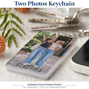 Porte-clefs Fête d'anniversaire personnalisée de 2 sœurs éléga