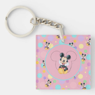 Porte-clefs Fête de bébé Mickey Mouse à pois rouges