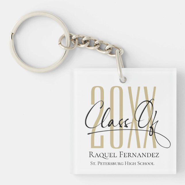 Porte-clefs Fête de graduation de collage de script moderne (Devant)