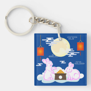 Porte-clefs Fête de la mi-automne Lapin de la Lune Gâteau de l