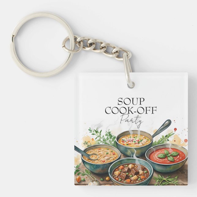 Porte-clefs Fête de la soupe rustique en aquarelle (Devant)