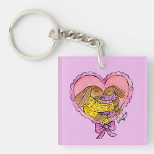 Porte-clefs Fête de lapin Mère et Fille Favoriser le Porte - c