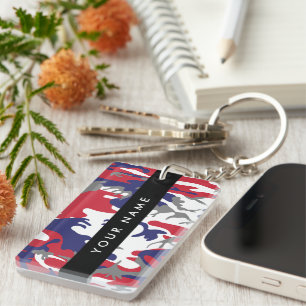 Porte-clefs Fête de l'Indépendance Camouflage Votre nom Person