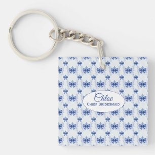 Porte-clefs Fête de mariage avec un élégant nœud bleu