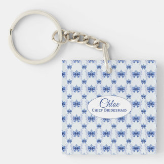 Porte-clefs Fête de mariage avec un élégant nœud bleu