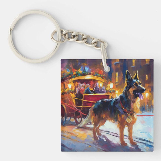 Porte-clefs Fête de Noël des bergers allemands (Devant)