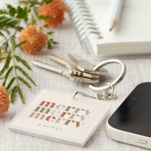 Porte-clefs Fête de Noël Personnalisée Colorée et Joyeuse
