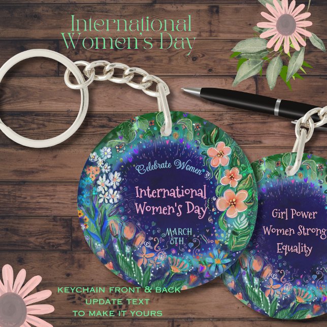 Porte-clefs Fête des femmes de l'aquarelle (Watercolor Floral Women's Day Button)