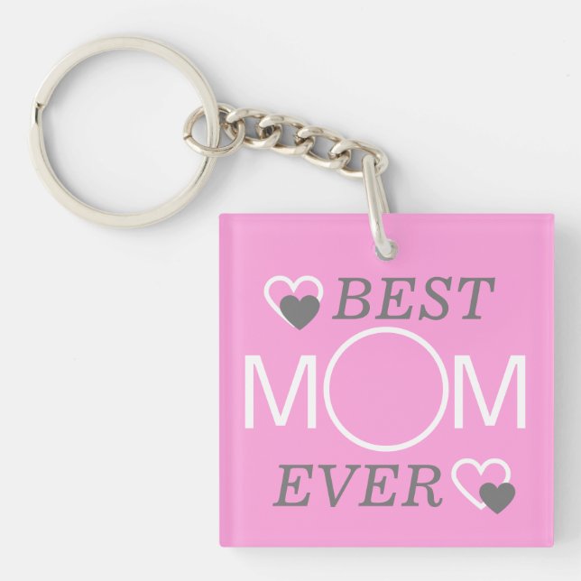 Porte-clefs Fête des mères rose Meilleure maman Jamais personn (Devant)