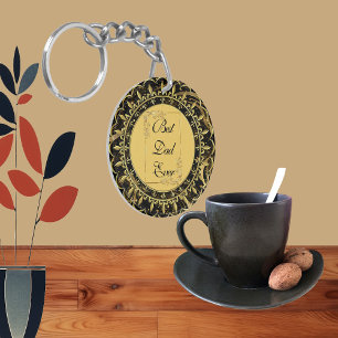 Porte-clefs Fête des pères de calligraphie moderne Doré perruq