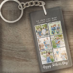 Porte-clefs Fête des pères Photo Collage Gris<br><div class="desc">Police de script de meilleur papa avec 6 emplacements photo de famille avec un message personnalisé pour votre papa numéro 1.</div>