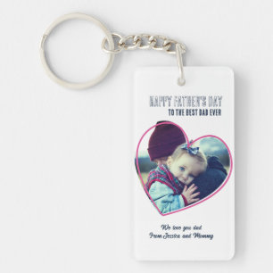 Porte-clefs Fête des pères Photo personnalisée Cadre Coeur Coo