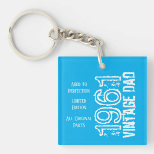 Porte-clefs Fête des pères Vintage Papa Retro Type Photo Bleu