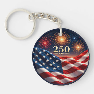 Porte-clefs Fête du drapeau des feux d'artifice patriotiques d