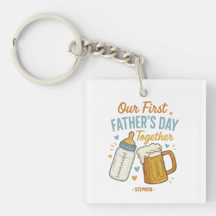 Porte-clefs Fête du Premier Père ensemble - Bière et Bouteille
