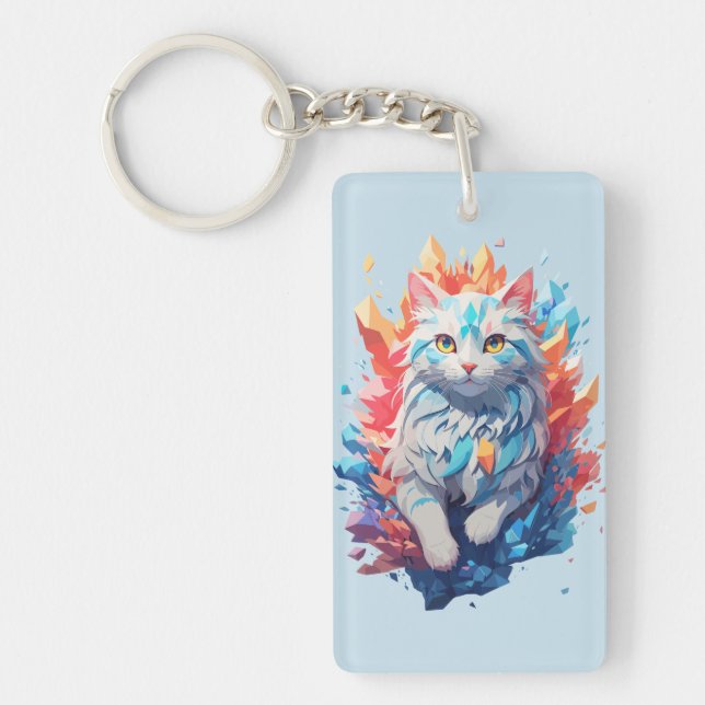 Porte-clefs Feu d'Imaginaire et chat de glace (Devant)
