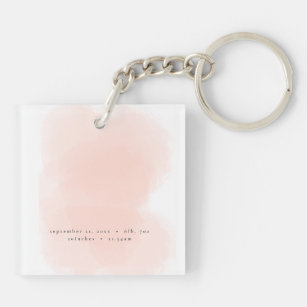 Porte-clefs feuillage floral rose pâle faire-part bébé