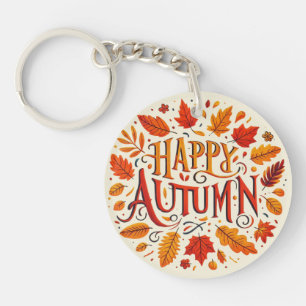Porte-clefs feuille classique et automne heureux