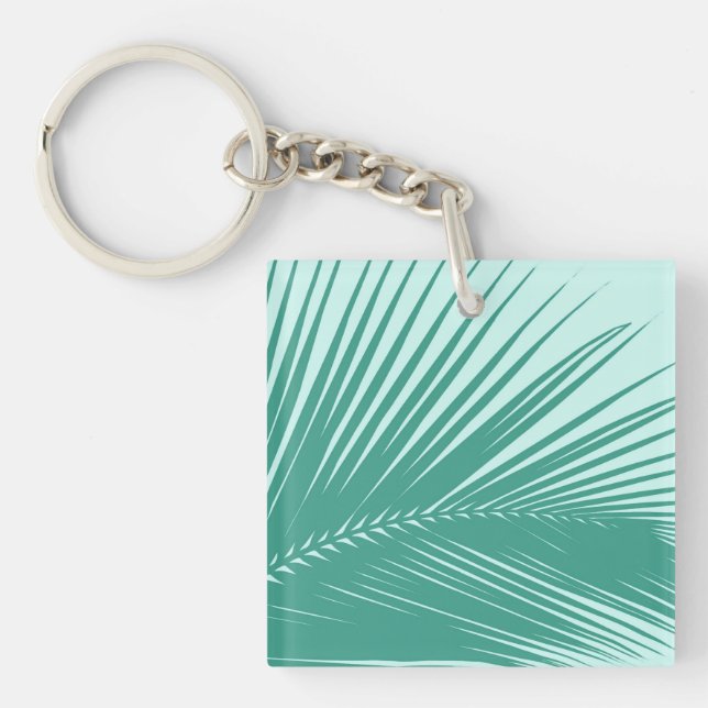 Porte-clefs Feuille de palme - Turquoise et aqua (Devant)