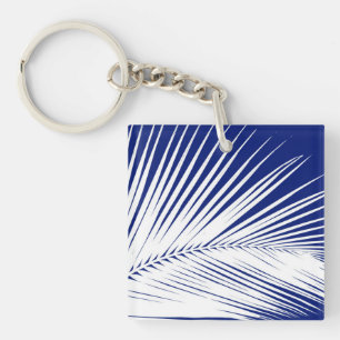Porte-clefs Feuille de palmier - bleu marine et blanc