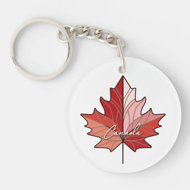 Porte-clefs Feuille d'érable canadienne contemporaine ID1071 (Devant)