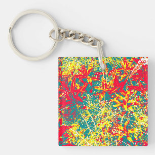 Porte-clefs Feuille rouge vert jaune et blanc