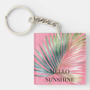 Porte-clefs Feuille tropicale rose verte