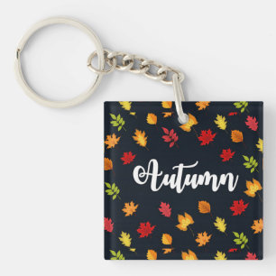 Porte-clefs Feuilles Automnes Tombantes Rouge Orange Jaune