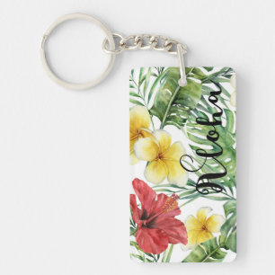 Porte-clefs Feuilles botaniques tropicaux et fleurs Floral Alo