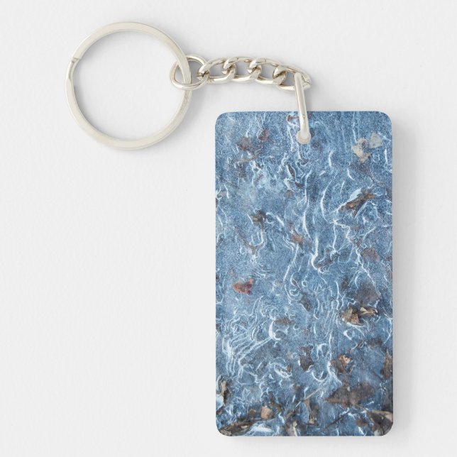 Porte-clefs Feuilles Dans La Glace (Bleu) (Devant)