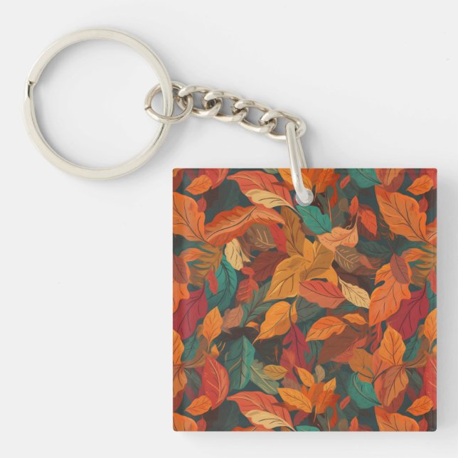 Porte-clefs Feuilles d'automne colorées (Devant)