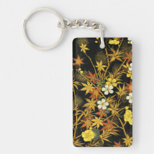 Porte-clefs Feuilles d'automne japonaises Antique botanique