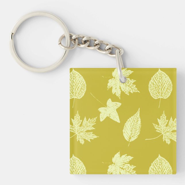 Porte-clefs Feuilles d'automne - moutarde et jaune clair (Devant)