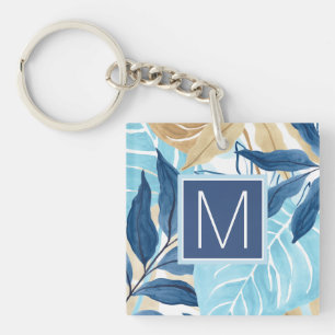 Porte-clefs Feuilles de la Jungle Bleue