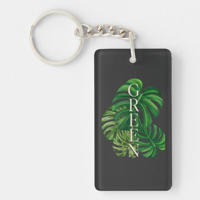 Porte-clefs Feuilles de Monstera Vertes (Devant)